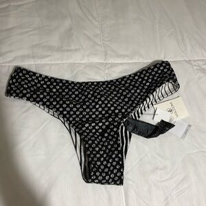 Volcom Black and White Patterned Bikini Bottom